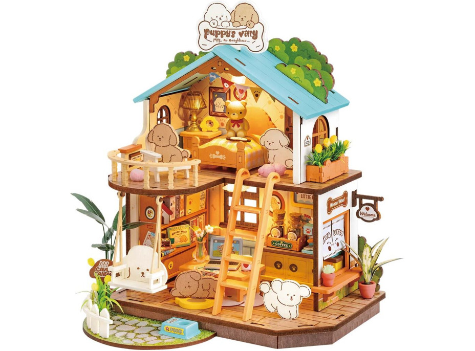 ROBOTIME Rolife DIY House: Vila pro pejsky s LED osvětlením