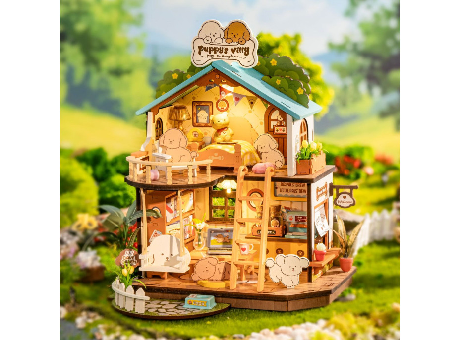 ROBOTIME Rolife DIY House: Vila pro pejsky s LED osvětlením