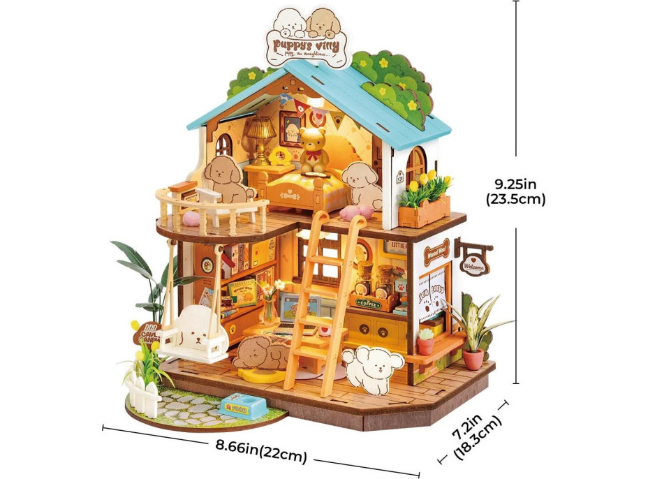 ROBOTIME Rolife DIY House: Vila pro pejsky s LED osvětlením