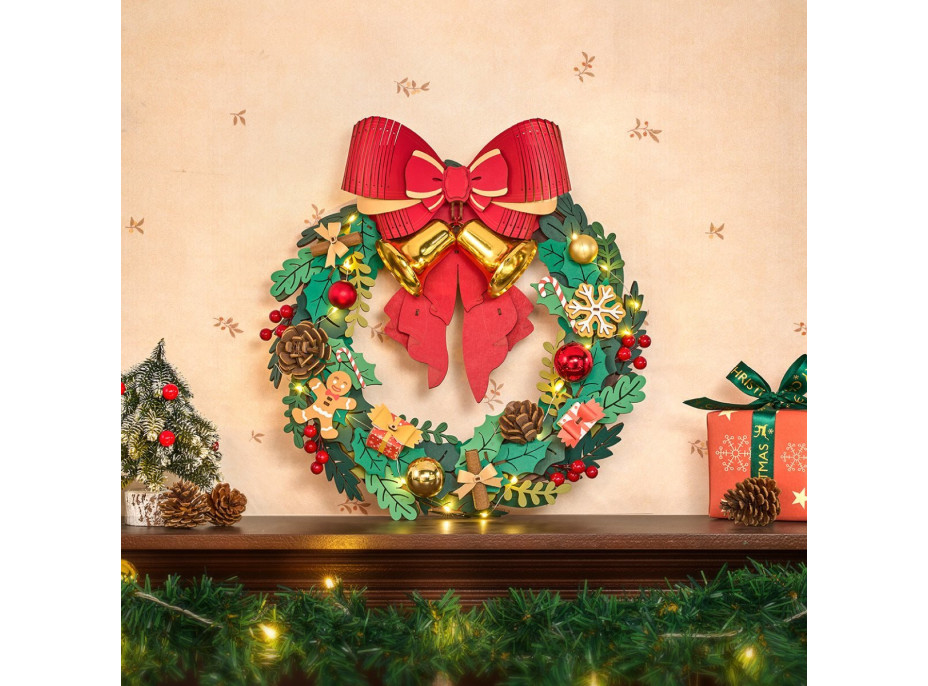 ROBOTIME Rolife Svítící 3D dřevěné puzzle Adventní věnec 252 dílků