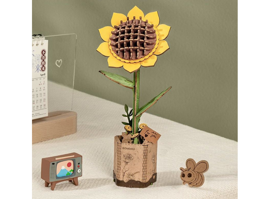 ROBOTIME Rowood 3D dřevěné puzzle Slunečnice 86 dílků