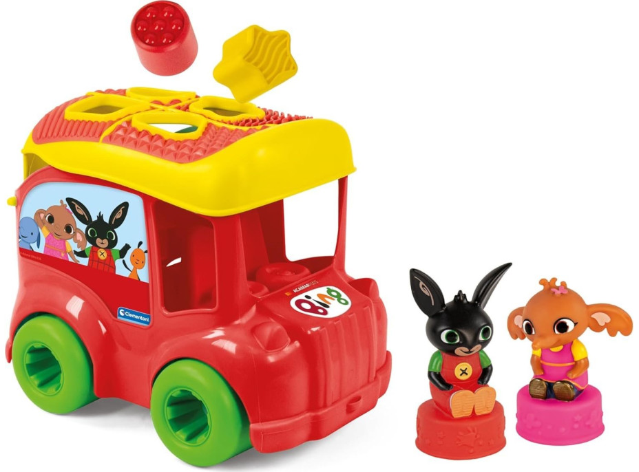 CLEMENTONI Soft Clemmy Vkládací senzorický autobus Bing s 8 kostkami