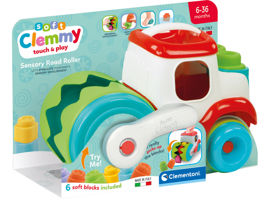 CLEMENTONI Soft Clemmy Vkládací senzorický nakladač s kostkami