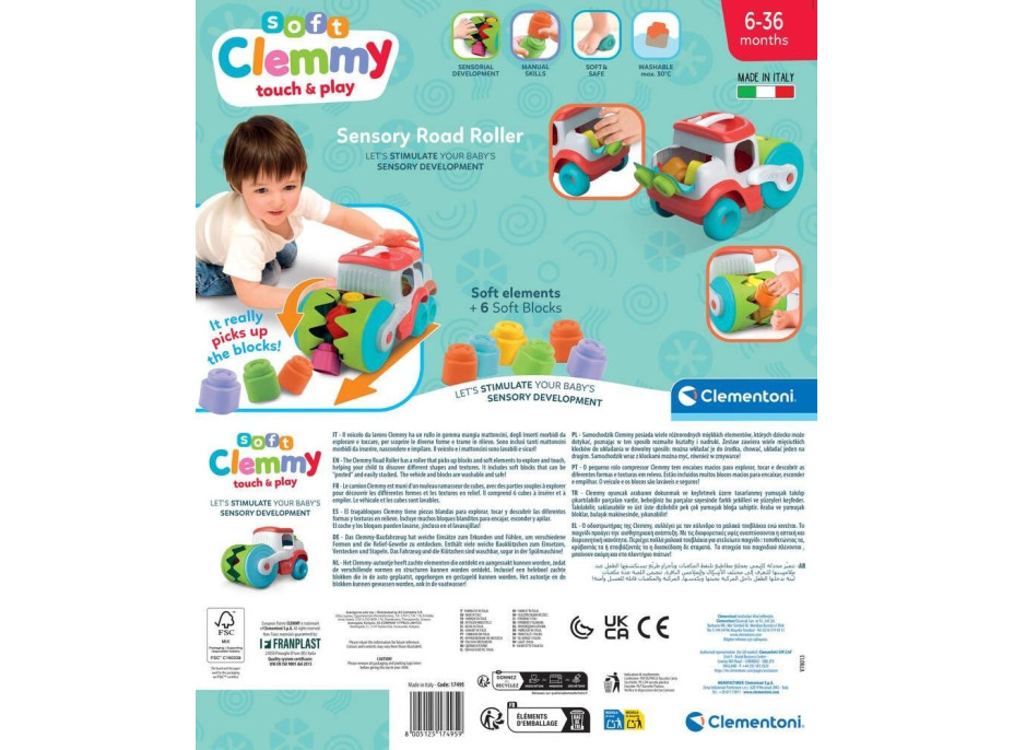 CLEMENTONI Soft Clemmy Vkládací senzorický nakladač s kostkami