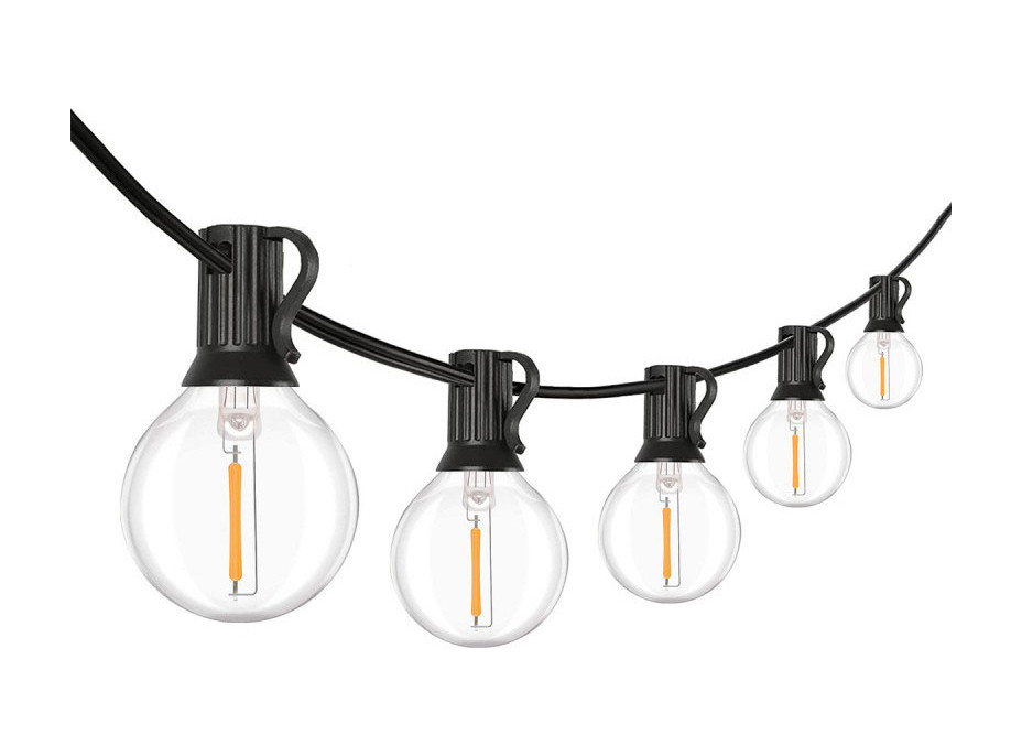 Solight LED venkovní balkonový řetěz s žárovkami, 10 žárovek, 5m+3m, 500lm, teplá bílá