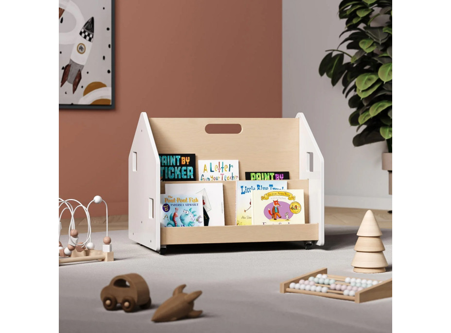 BusyKids Oboustranná knihovna na kolečkách bílá