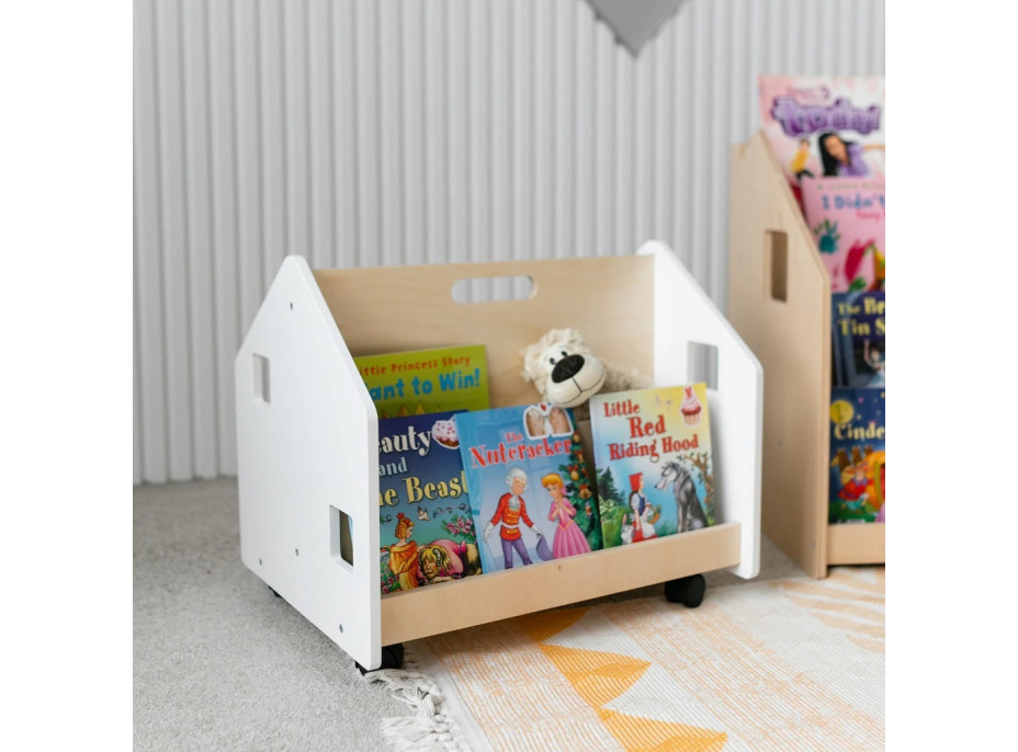 BusyKids Oboustranná knihovna na kolečkách bílá