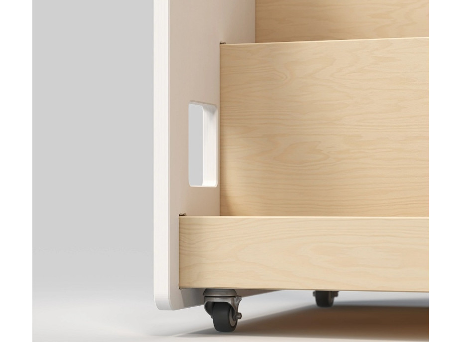 BusyKids Oboustranná knihovna na kolečkách bílá