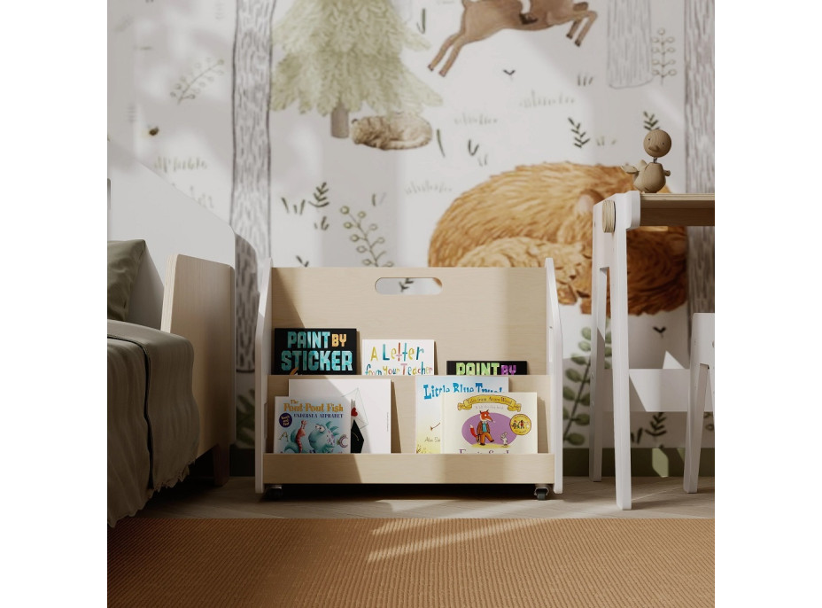 BusyKids Oboustranná knihovna na kolečkách bílá