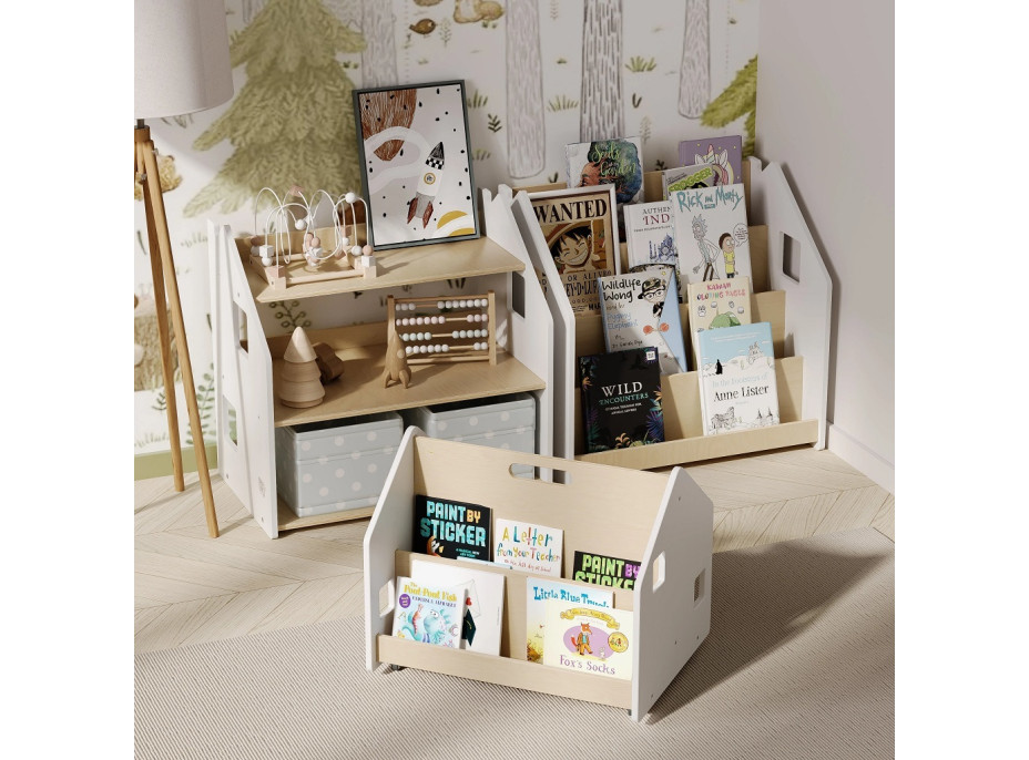 BusyKids Oboustranná knihovna na kolečkách bílá