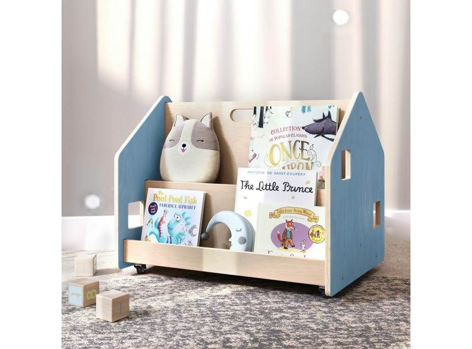 BusyKids Oboustranná knihovna na kolečkách modrá