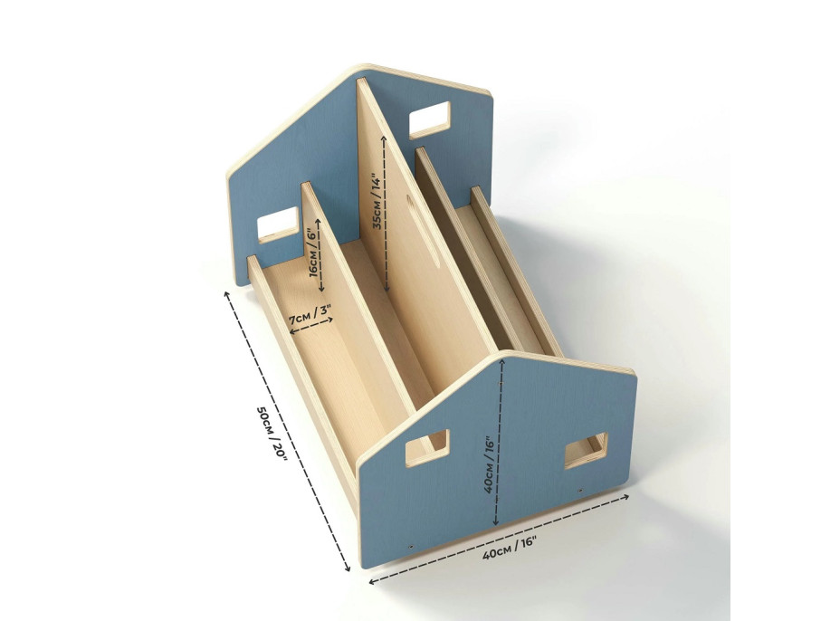 BusyKids Oboustranná knihovna na kolečkách modrá