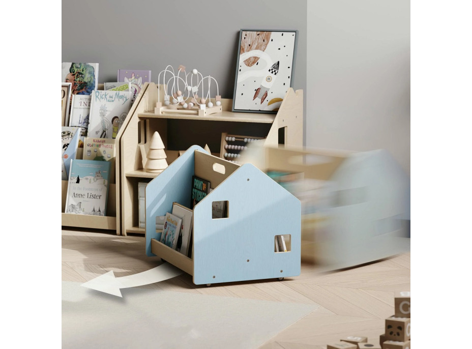 BusyKids Oboustranná knihovna na kolečkách modrá