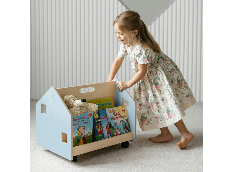 BusyKids Oboustranná knihovna na kolečkách modrá