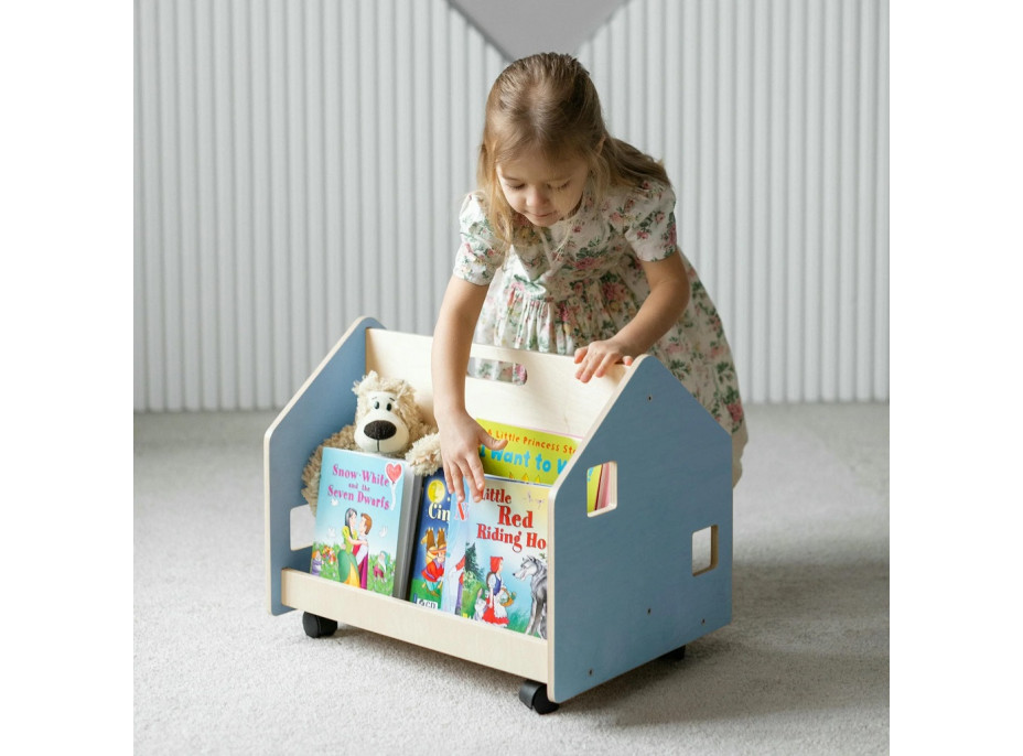 BusyKids Oboustranná knihovna na kolečkách modrá