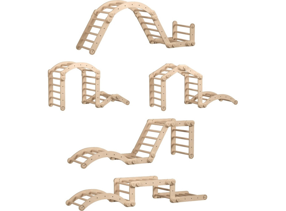 BusyKids Dřevěné domácí žebřiny s hrazdou nelakované