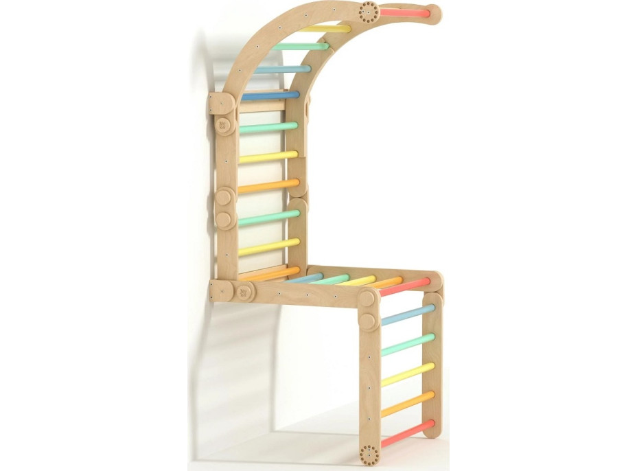 BusyKids Dřevěné domácí žebřiny s hrazdou duhové