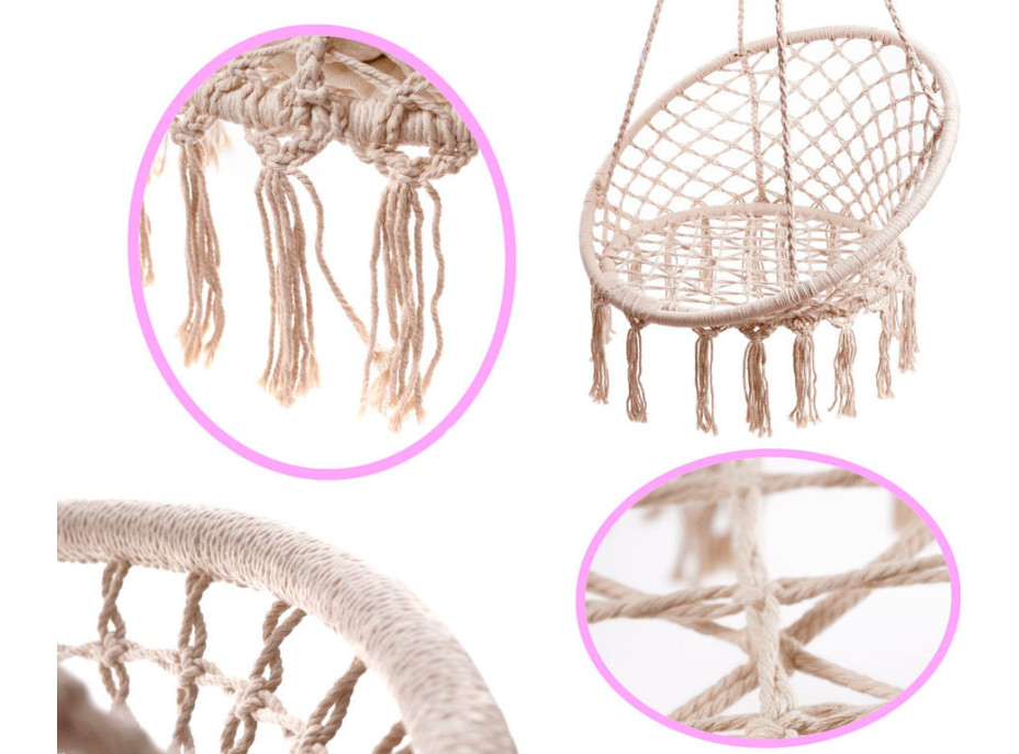 Houpací křeslo LUARO s opěradlem - ecru - 80 cm