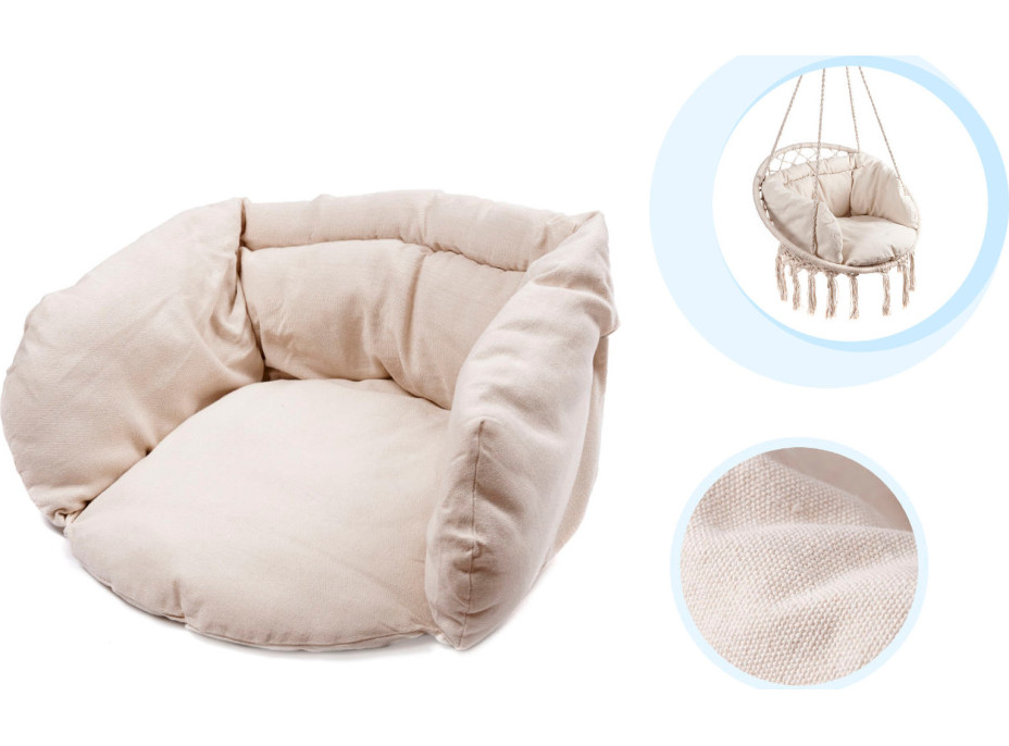 Houpací křeslo LUARO s opěradlem - ecru - 80 cm + polštář