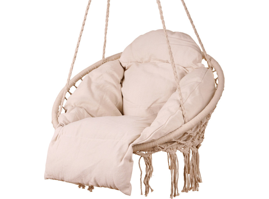 Houpací křeslo LUARO s opěradlem - ecru - 80 cm + polštář XXL