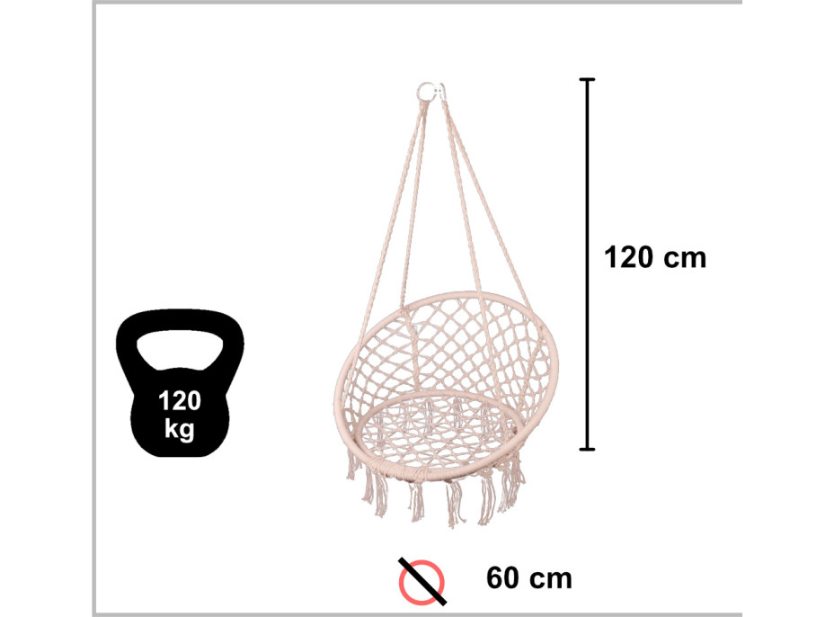 Houpací křeslo LUARO s opěradlem - ecru - 80 cm + polštář XXL