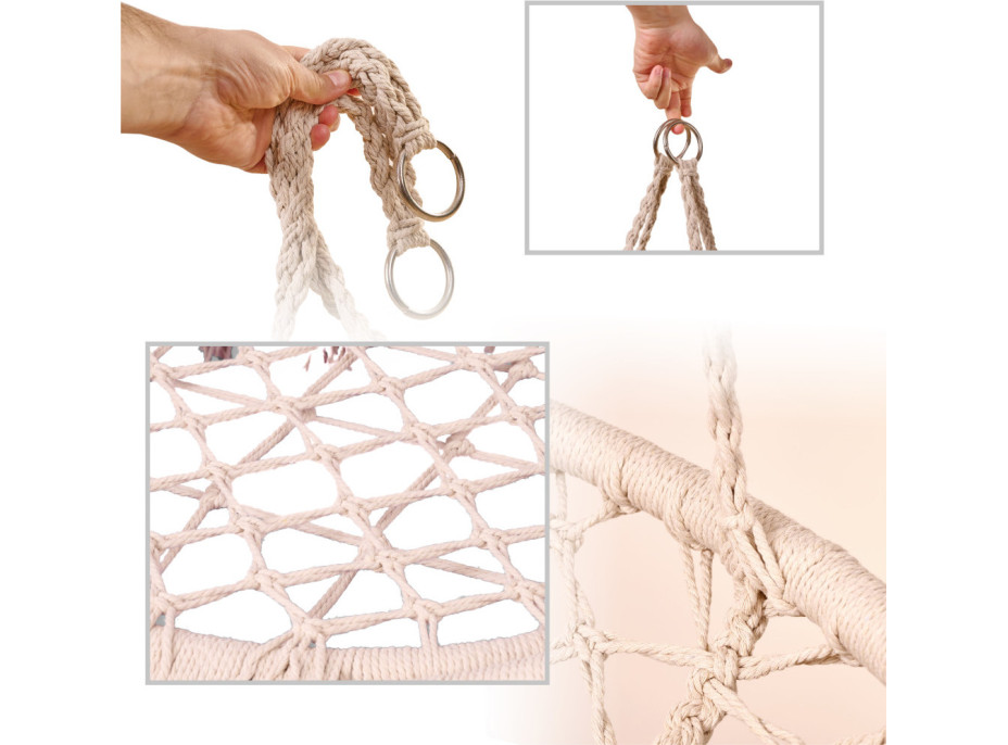 Houpací křeslo LUARO s opěradlem - ecru - 80 cm + polštář XXL