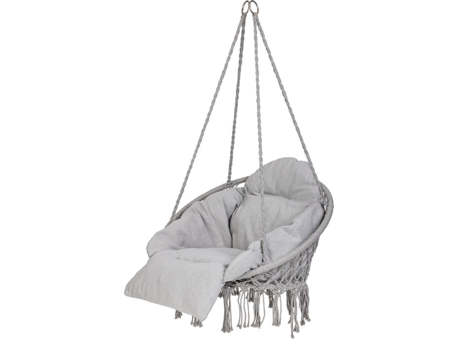 Houpací křeslo LUARO s opěradlem - šedé - 80 cm + polštář XXL