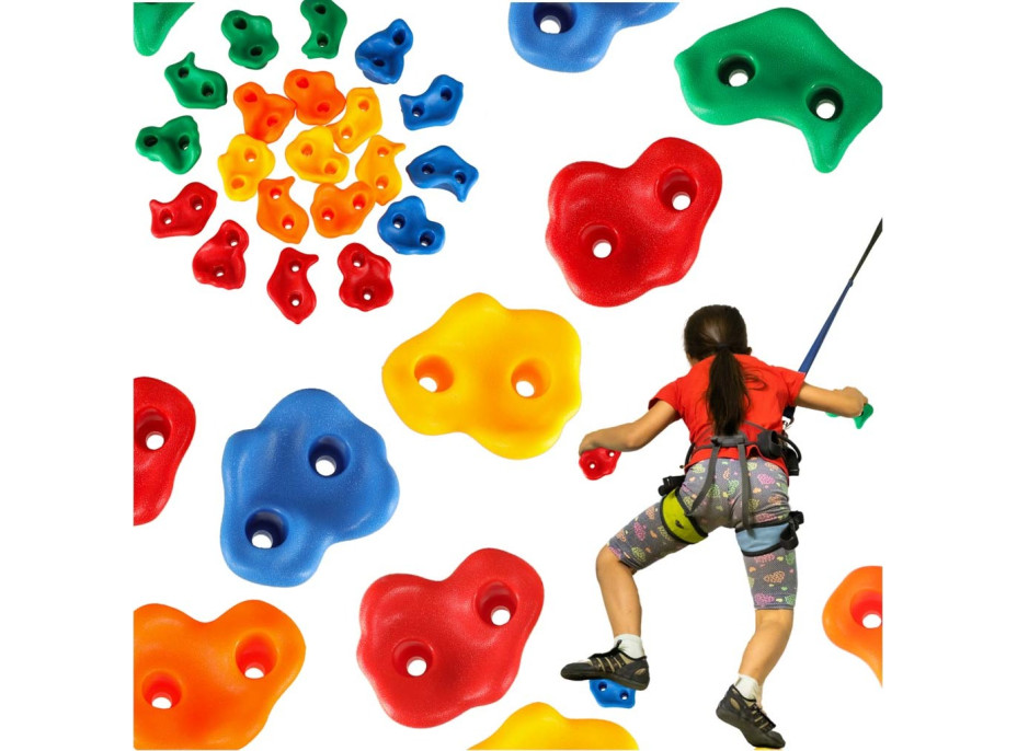 Lezecké úchyty pro děti - barevné 20 ks + šrouby