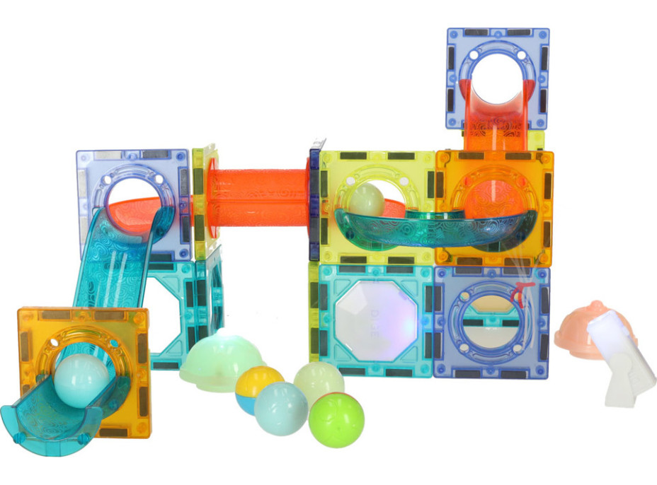 Svítící magnetická kuličková dráha - 49 prvků