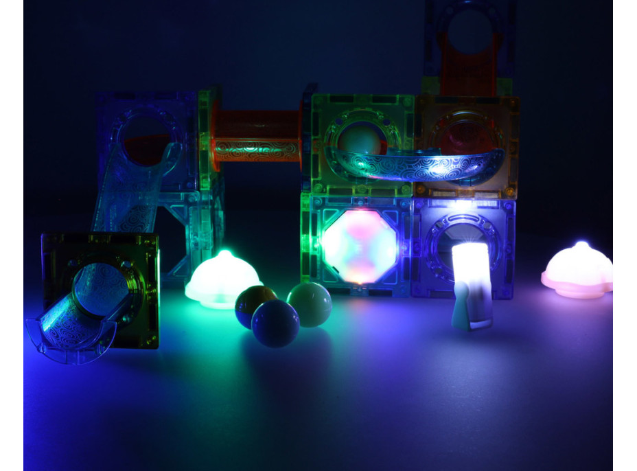 Svítící magnetická kuličková dráha - 49 prvků