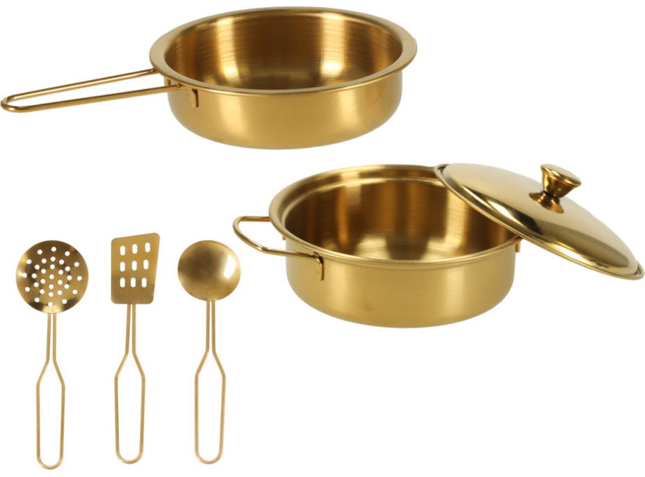 Dětská dřevěná kuchyňka s lednicí - bílá/zlatá