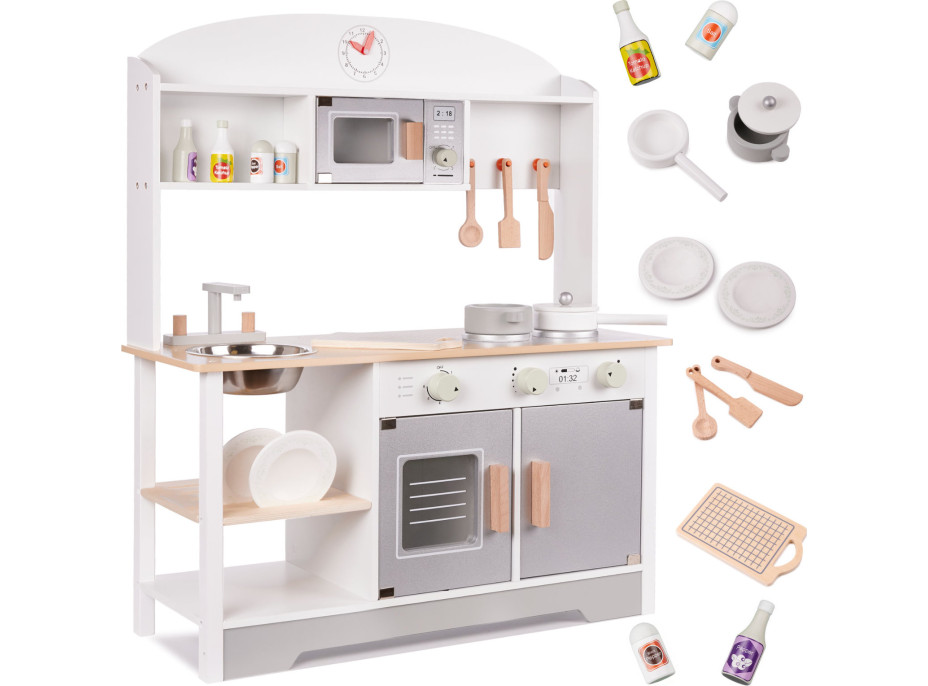 Dětská dřevěná kuchyňka MDF MODERN CLASSIC + příslušenství