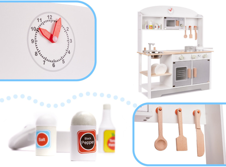 Dětská dřevěná kuchyňka MDF MODERN CLASSIC + příslušenství