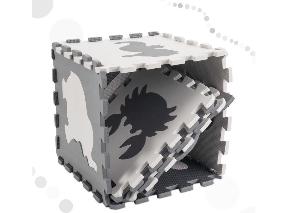 Pěnová puzzle podložka pro děti 9 prvků - šedá/ecru - 85cm x 85cm x 1cm