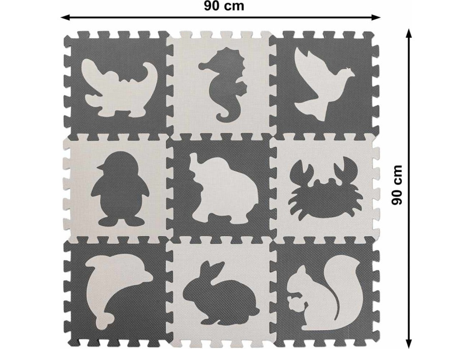Pěnová puzzle podložka pro děti 9 prvků - šedá/ecru - 85cm x 85cm x 1cm