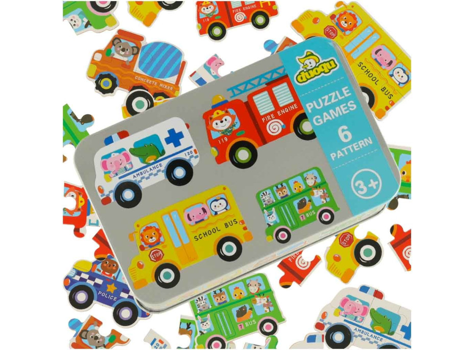 Puzzle v plechovce - Vozidla - 30 dílků