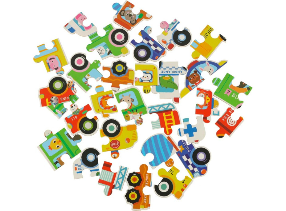 Puzzle v plechovce - Vozidla - 30 dílků