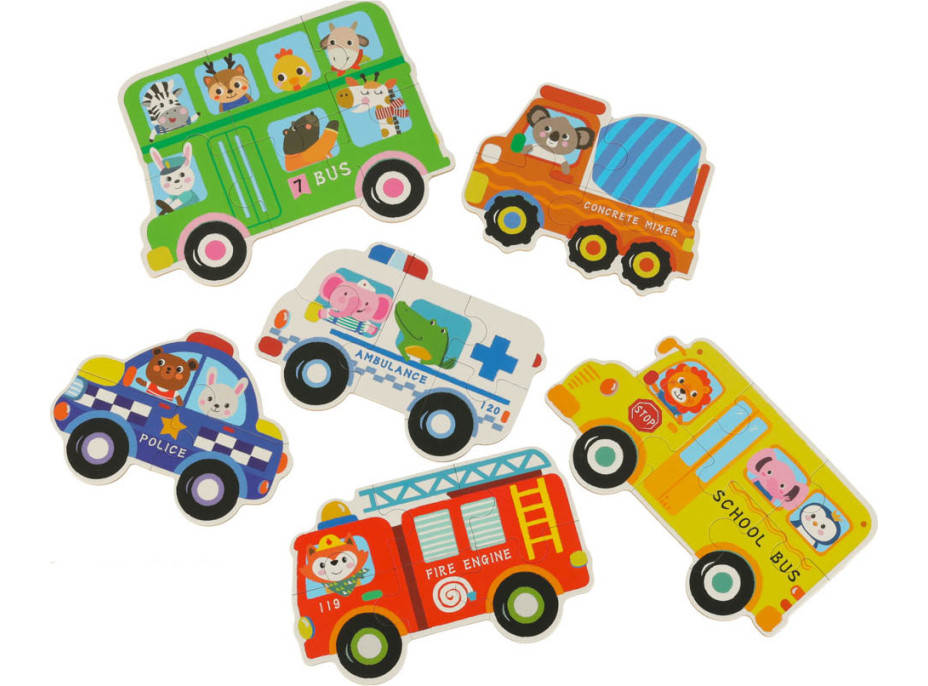 Puzzle v plechovce - Vozidla - 30 dílků