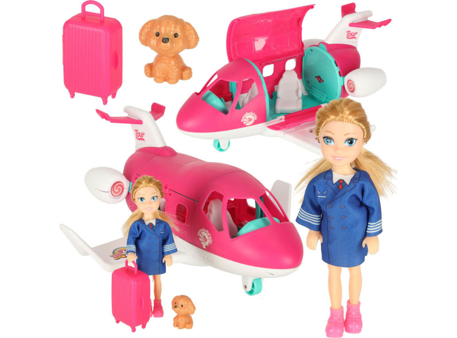 Letadlo pro panenky s letuškou - růžové