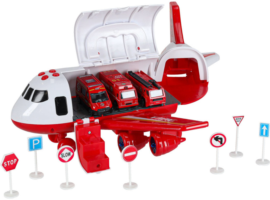 Transportní letadlo + 3 hasičské vozy
