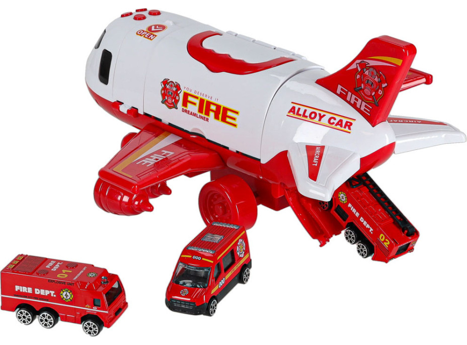 Transportní letadlo + 3 hasičské vozy