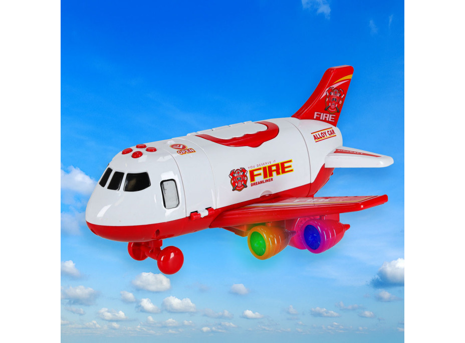 Transportní letadlo + 3 hasičské vozy