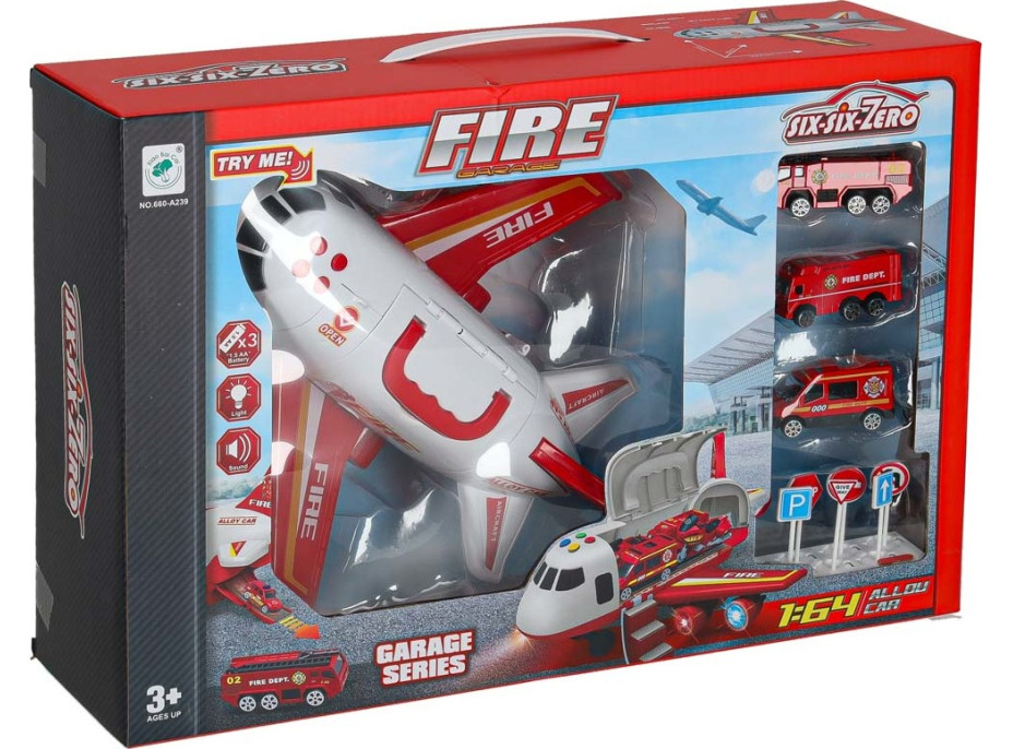 Transportní letadlo + 3 hasičské vozy