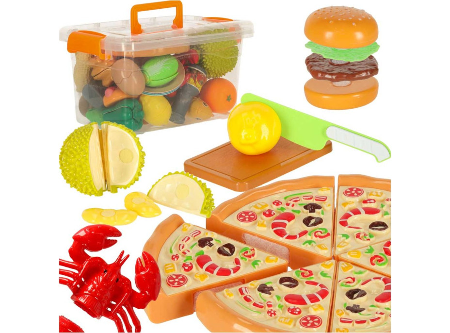 Potraviny ke krájení - zelenina, ovoce, pizza - 36 prvků