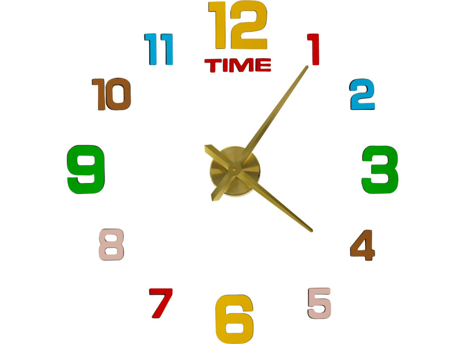 Samolepicí nástěnné hodiny 80-90 cm - barevné - 12 číslic