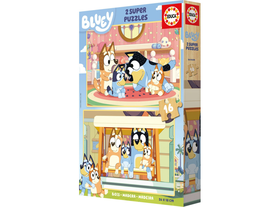 EDUCA Dřevěné puzzle Bluey 2x16 dílků