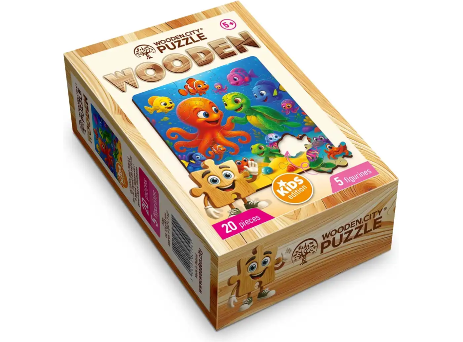 WOODEN CITY Dřevěné puzzle Chobotnice a želva 20 dílků