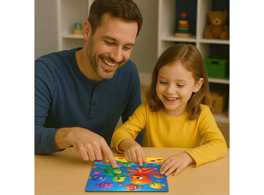 WOODEN CITY Dřevěné puzzle Chobotnice a želva 20 dílků