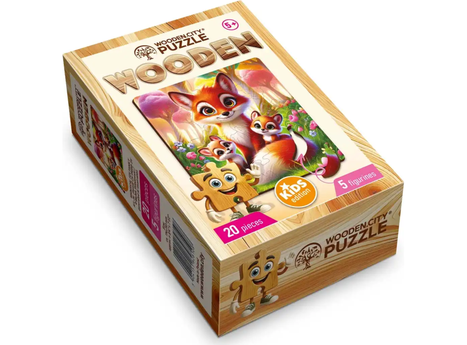 WOODEN CITY Dřevěné puzzle Liščí rodinka 20 dílků