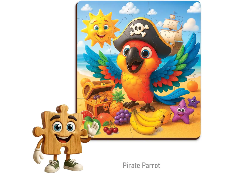 WOODEN CITY Dřevěné puzzle Pirátský papoušek 20 dílků